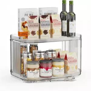 캐비닛/카운터탑/팬트리/목욕탕/커피 바용 2단 레이지 수잔 턴테이블 정리함 12.8인치 360 회전식 보관