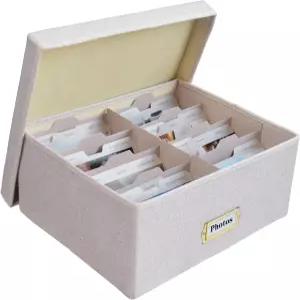 스프르타이 리넨 사진 보관함 - 1700장의 24개의 조절 가능한 칸막이 및 72개의 라벨 봉투 레시피 베이지색