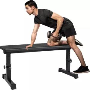 LSKSNG 플랫 웨이트 벤치 두꺼운 쿠션과 미끄럼 방지 풋 패드가 있는 유틸리티 운동 조절 가능한 높이