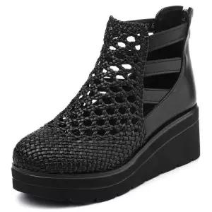 여친 빈티지 통굽 웨지힐 펀칭 밑단 웨지 꼬임 컴포트 화 샌들 봄여름 OP2