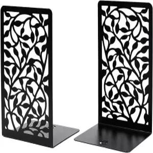 CNK 책꽂이 - 홈 오피스 헤비 북 선반 스토퍼 장식용 블랙 인피니트 잎북 2종 세트