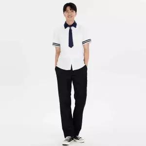 [RIZPICK]TBZ 블랙 더블라인 남자 교복세트(셔츠 타이 바지) 교복