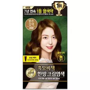 (1+3) 리엔 흑모비책 새치염색 크림, 밝은갈색, 1개 4Set