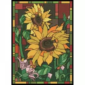 [RIZPICK]TBZ 글라스아트 해바라기 패브릭 보석십자수 38x52