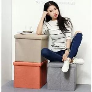 패브릭의자정리함 중형 고급면마 의자 의자정리함 수납함 공간박스