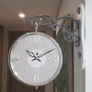 글리터 무소음 양면시계 실버그레이) 양면시계 양면벽시계 벽걸이시계 인테리어벽시계