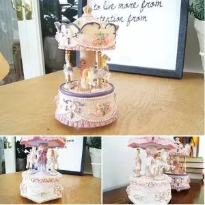 뮤직박스 딸 생일 선물 메리 고 라운드 LED 오르골 우드오르골 뮤직박스 엔틱오르골