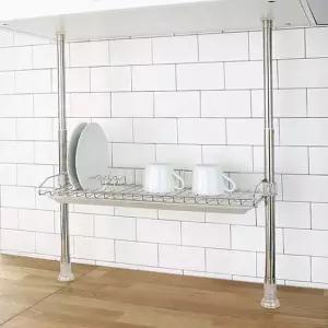 원터치형 기둥식 1단 식기건조대 600mm 싱크선반 수납선반 개수대 싱크선반 싱크대선반