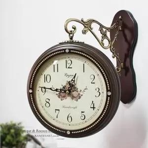 로얄큐빅 월넛 양면시계 070315106 무소음 선물 양면시계 모던시계 앤틱시계