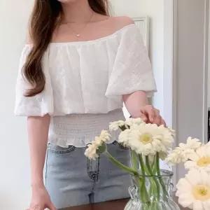 여자 스모크 프릴 날개 오프숄더 블라우스