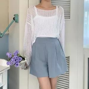 여자 데일리 그물니트 나시 레이어드 세트