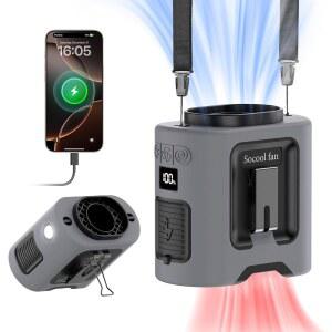 벨트 360 회전 웨어러블 충전식 개인 셔츠 팬, 67H 냉각 5단 배터리로 작동하는 야외 캠핑 여행용 가벼운 목 팬이 달린 14500mAh 휴대용 허리 팬 클립