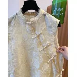 여사친 여름 민소매 나시 블라우스 치파오 상의 자수 반버튼 셔츠 SPO마켓2