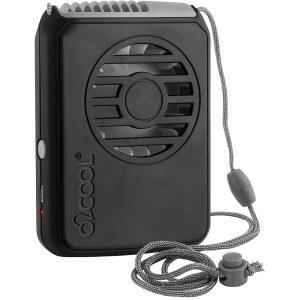 O2COOL 휴대용 목 개인 여행용 USB 배터리로 작동하는 조절식 랜야드 냉각 팬, (블랙)