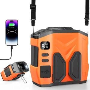 OCOHW 휴대용 개인 허리 팬 충전식, 10000mAh 5단 속도의 13500RPM 강력한 공기 흐름, LED 조명 및 30시간 런타임, 핸즈프리 셔츠/벨트/넥 클립으로 캠핑, 직장, 야외, 여행에 적합합니다