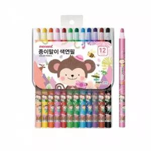 모나미 모니주 축지식 색연필 12색 핑크 새학기 준비물 이름표 견출지 세트