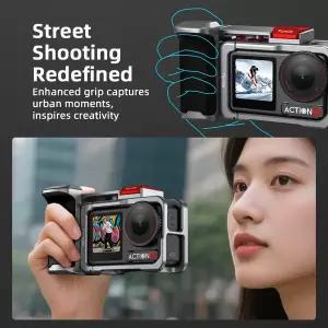 디지털 카메라가방 Flymile Action 5 Pro 카메라 그립 홀더 DJI Pro/Action 4 액세서리 용 금속 케이지 셔