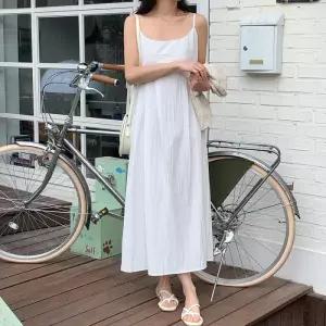 [옷자락]여자 가슴 절개 셔링 끈나시 롱원피스