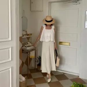 여자 허리밴딩 쿨링 썸머 플레어 롱 스커트