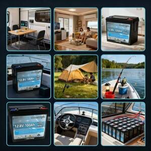 100Ah LiFePO4 배터리 새 제품 12V 내장형 BMS 모터홈 태양광 시스템용 납축전지 완벽 대체품 6000+ 사이클