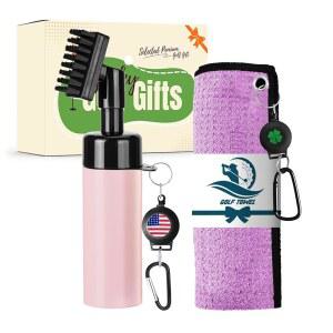 골프 클럽 클린 브러시 타월 값 세트, 강력한 자기 접이식 카라비너, 가방 액세서리 언 케어 남성용 스퀴즈 물병 극세사 흡수