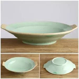이천도자기 CU92OX38 발수청자 타원형 파스타 플레이트 도자기