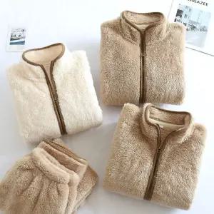 따뜻한 털 커플잠옷 수면 밍크 실내복 후리스