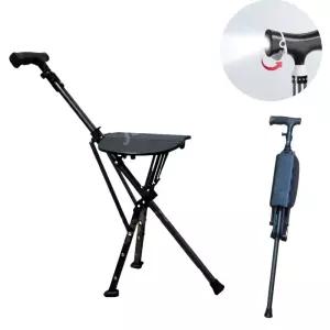 지팡이 의자 할머니 휴대용 블랙 경량 반자동