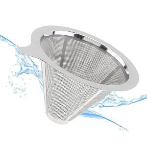 TQEONKL 커피 드립퍼 위에 붓기, 종이 없는 재사용 가능한 필터, 메탈 콘 싱글 컵 메이커(2-4컵)