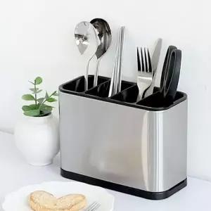 커트러리 HP94QX23 주방 4구 물빠짐 사각 조리도구 스텐 수저통