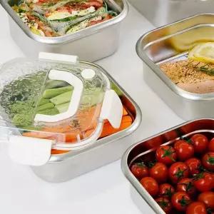 인덕션 PW80TI56 오븐 사용 가능 멀티 다용도 사각 스텐 밀폐용기 스텐 밧드 바트 2300ml