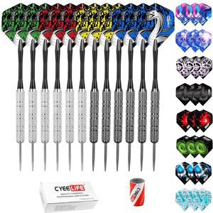 샤프트, 프로텍터, 추가 비행, 샤프너 및 도구가 포함된 CeeLife 스틸 팁 다트 세트