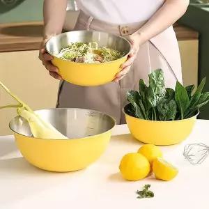 컬러 RW72GN92 스텐 믹싱볼 3종 쌀 과일 세척바구니