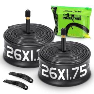 하이덴캄 2 팩 26x1.75 / 2.125 자전거 타이어 튜브, 26x1.95 26x2.10 26x2.125 (48mm 슈레이더 밸브 포함), 부틸 튜브 26 x 1.95 (2PCS 레버 MTB 및 크루저, 시티 바이크, 로드 바이크용
