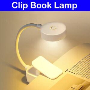 호환 미니 LED 침대 옆 램프, 휴대용 클립 북 램프, 눈 보호 배터리 POWER LOGIC, 무단 밝기 조절, 공부 테이블 램프, 3 가지 모드