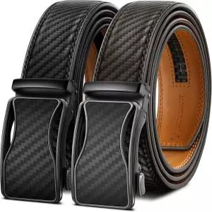불리언트 남성 벨트 2팩 선물용 래칫 슬라이딩 조절 가능 드레스 캐주얼 1 3/8인치 핏용 컷