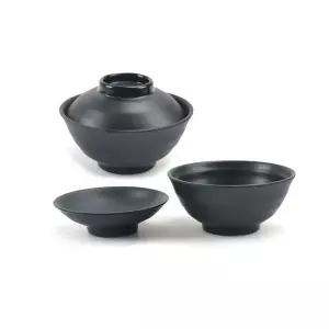 멜라민 HQ93AL73 일본식 밥공기 뚜껑 돈부리 블랙