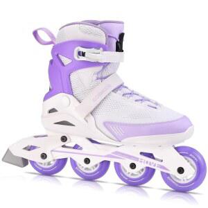 코스모이드 여성 성인 피트니스 인라인 스케이트, 야외 스트리트 블레이드 롤러 여성, 프로페셔널 스케이트 블레이드, 화이트 및 퍼플, 사이즈 5-12, 무브