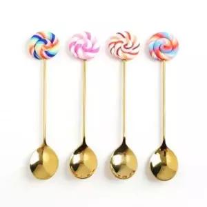 티스푼 XO53QJ30 롤리팝 4P세트 골드 디저트스푼 케이크