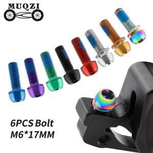 MUQZI 6개입 M6x17mm 디스크 브레이크 캘리퍼 볼트 자전거 스템 MTB 크랭크 암 나사 와셔 포함 부품