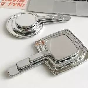 휴대용 손거울 소형 사각형 원형 실버 메이크 미니거울 피부관리샵거울 미러 뷰티