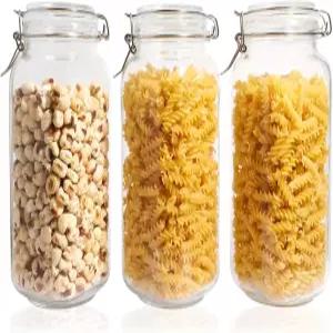 밀폐 뚜껑이 있는 수로케 유리병 대형 유리 식품 보관 병 밀가루 시리얼 커피 파스타 및 통조림용 와이드