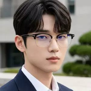블루라이트차단 안경테 TF6001KB 001 하금테 반뿔테 덱스 이동욱 착용