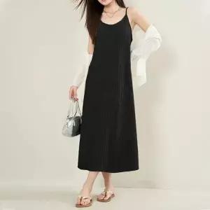 여성 민소매 골지 A롱 끈나시 원피스 LM-0664