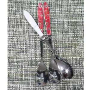 수저 BF98IS56 숟가락 디저트 커피 티스푼 머들러 레드 3P