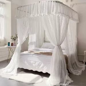 공주 침대 캐노피 침실 레이스 북유럽 침대캐노피 커튼 사각