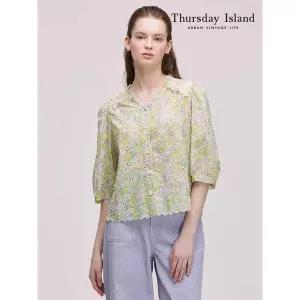 써스데이아일랜드 펀칭 자수 원단 블라우스T242MBL141W 461108