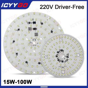 1개 LED 패널 조명 AC220V 드라이버가 필요 없는 15W 18W 24W 40W 80W 100W 천장 광원 광장 원형 PCB 보드