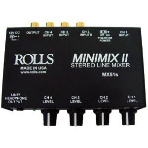롤 MX51S 미니 믹스 2 4채널 스테레오 라인 믹서 블랙