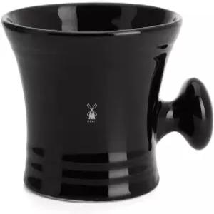 뮐 블랙 도자기 플래티넘 림 면도 머그잔 - 비누와 크림용 접시 액세서리 모던 디자인